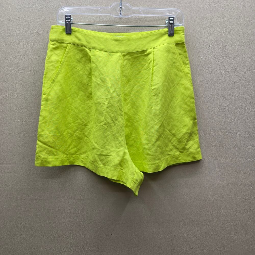 HUNTER BELL Neon Lime Tailored High-Waist Shorts